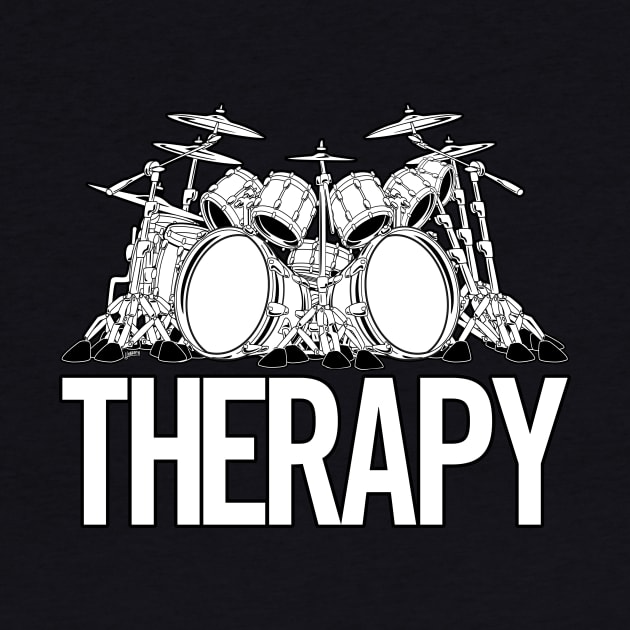 Drummers Therapy Drum Set Cartoon Illustration by hobrath